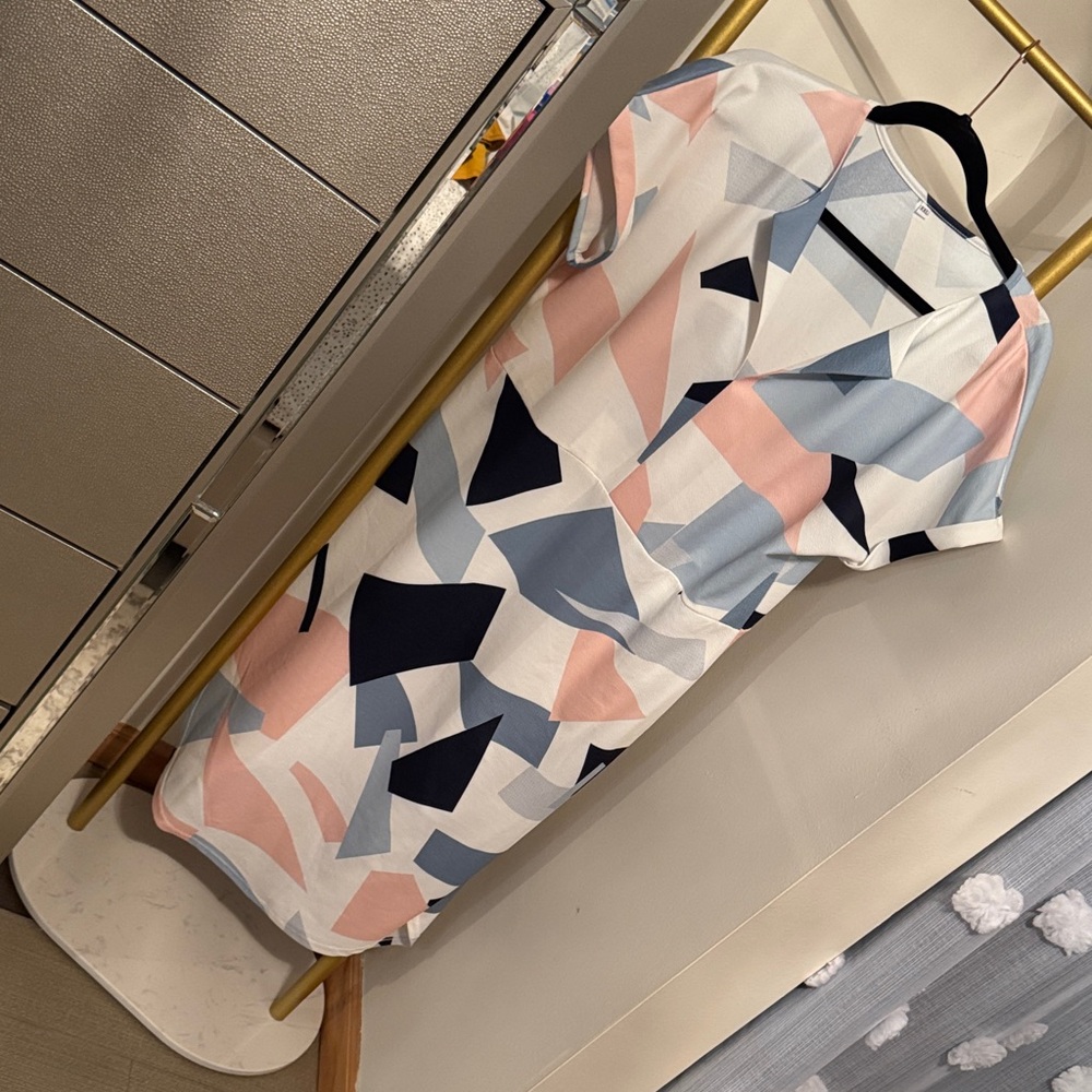 Amazon Geometric Asymmetrical Dress in Soft Tones